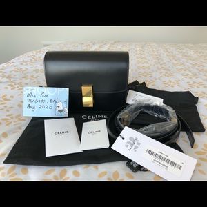 NEW!! CELINE Classic Box Calfskin Black TEEN